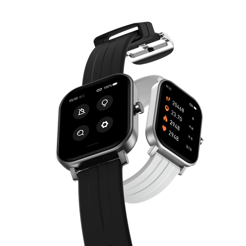 

Waterproof ip67 APP control bracelets Dial health detector call message notice fitness tracker charms bracelets, Silver/ black