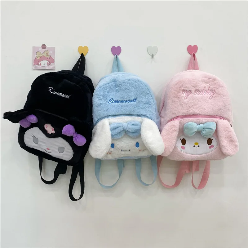

Kawaii Cartoon Anime Kids Bag Melody Kuromi Plush Schoolbag Plush Sanrio Plush Backpack