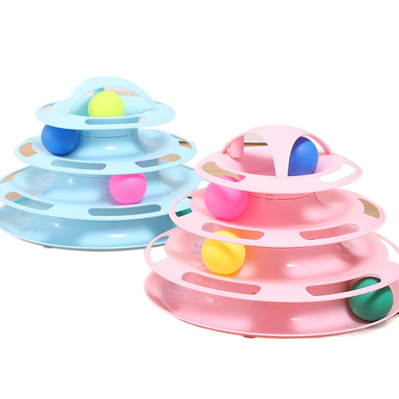 

Eco-friendly Plastic Interactive Ball Cats Pet Toys Cat Turntable 3/4 Layers Disk Ball Tower Tracks