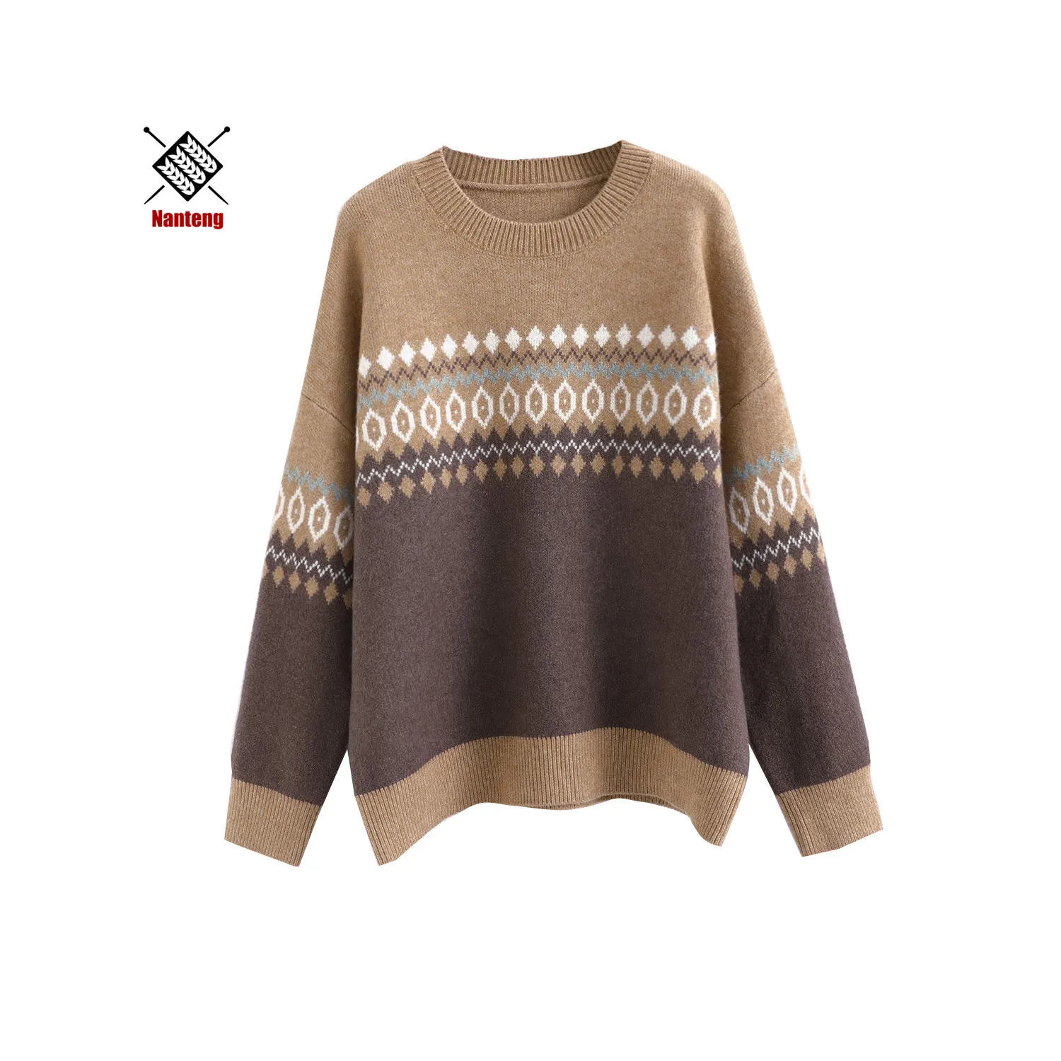 

Winter Warm Ladies Custom Cotton Pullover Women Crew Neck Sweater