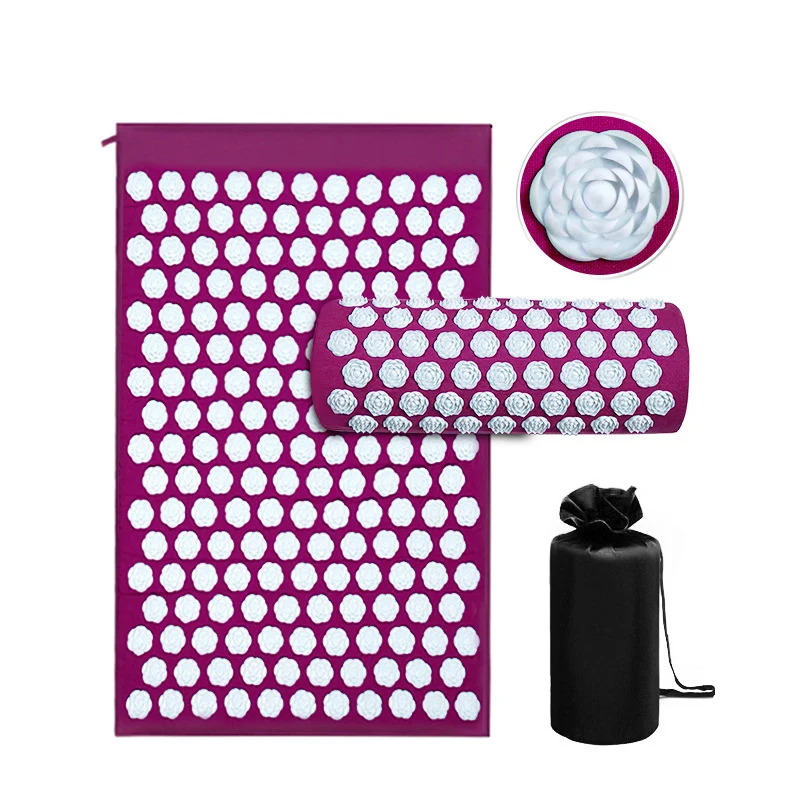 

High Density Foot Massage Mat Acupressure Mat With Pillow, Yoga Nail Mats, Black,green,blue,purple,gray