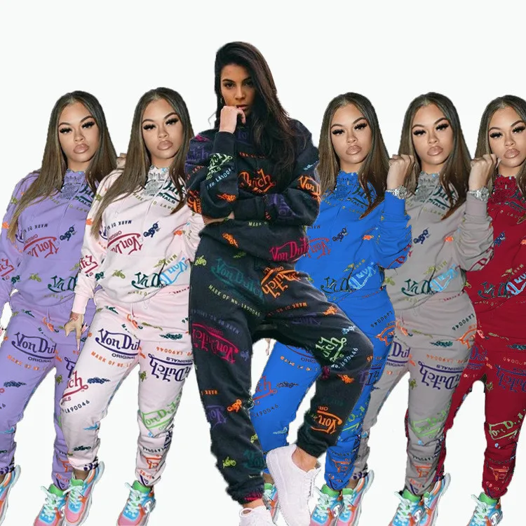 

2021 new fashionable graphic letter printed casual sports 2 pieces tracksuits tshirts sets for women ladies