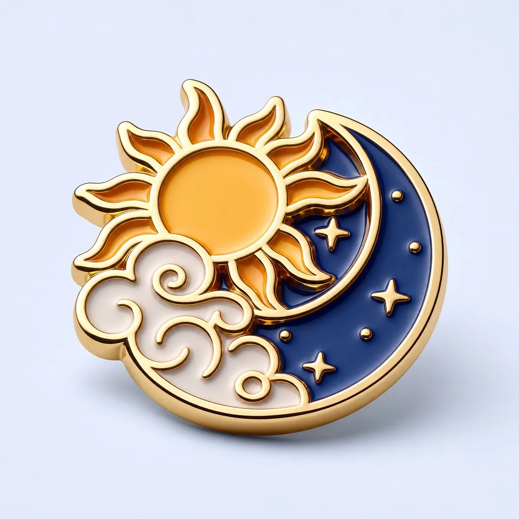 Celestial Sun and Crescent Moon Soft Enamel Pin