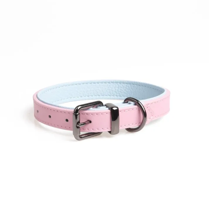 

TCW082 Best selling New spot high quality leather pet collar soft double layer leather collar, Red gray