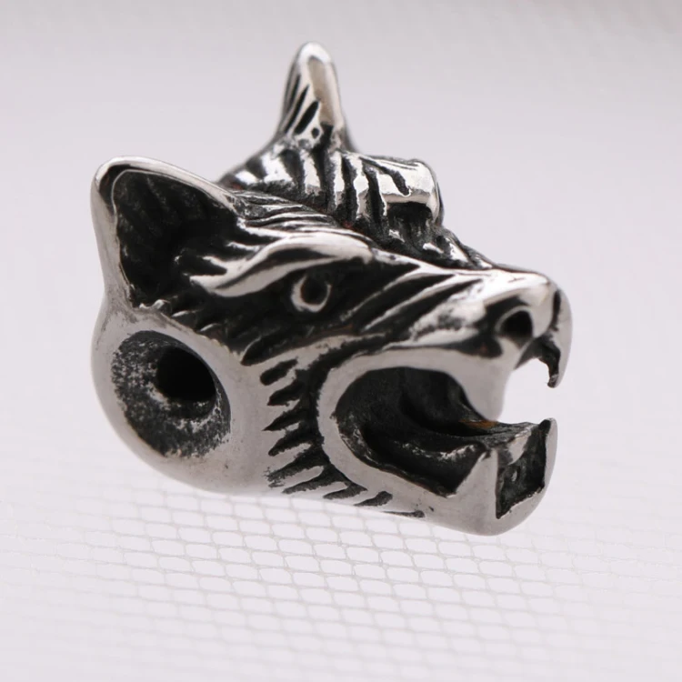

Cool Mens DIY Bracelet Accessories Stainless Steel Wolf Head Charm for Sale