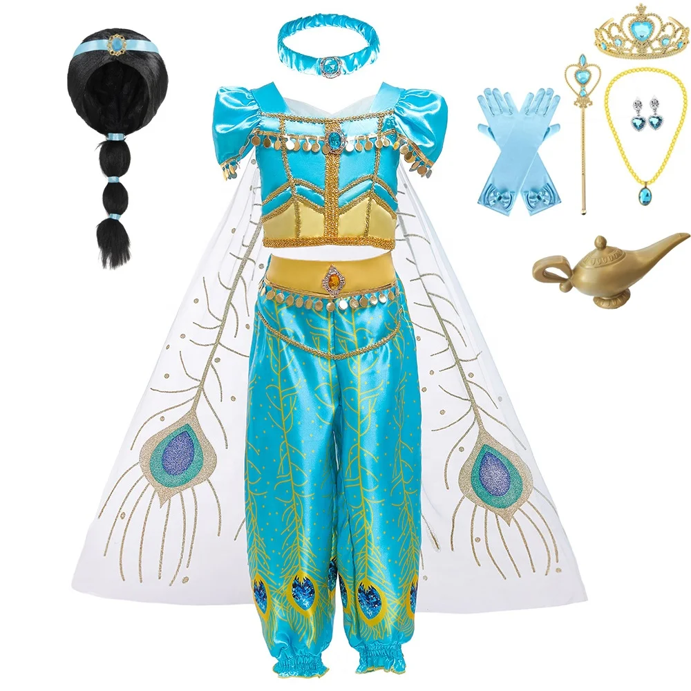 

tv & movie Costume Jasmine Kids Girls Halloween Party Princess Aladdin-lamp Costumes Set