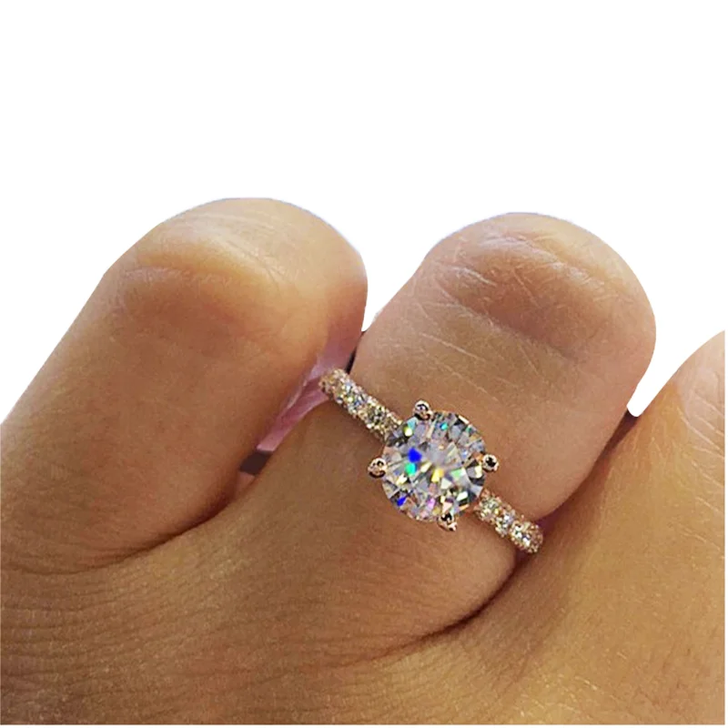 

Latest Hot Shine custom logo OEM ODM colorful Full Rhinestone Princess Engaged Wedding Diamond Rings gold plated Women ring, Gold silver