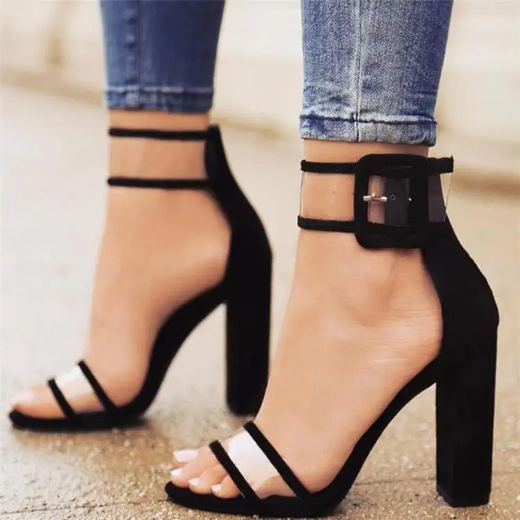 

Women Elegant Design Open Toe Sandal Hollow Out Chunky High Heels Shoes Elegant