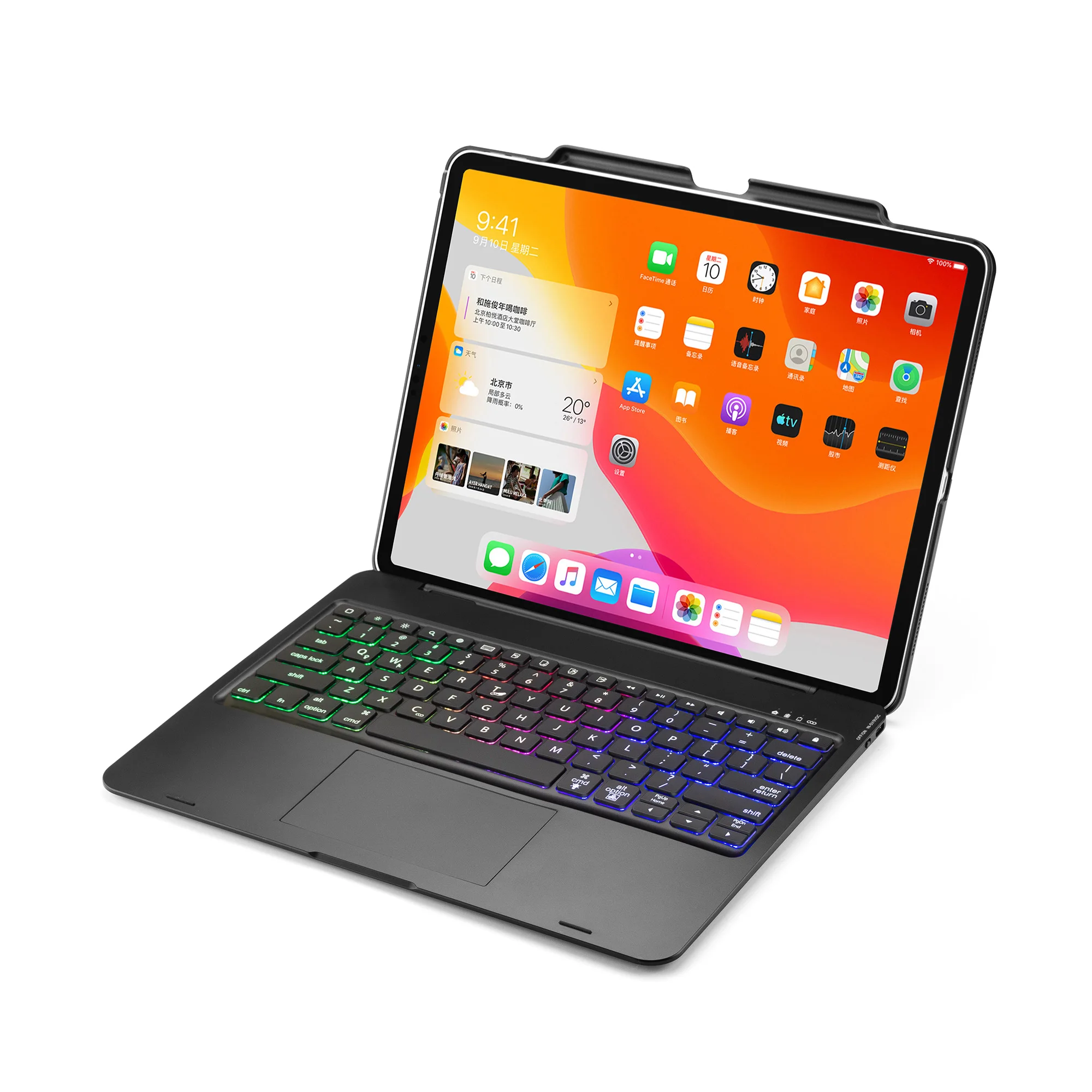 

For 2020 iPad Pro12.9 Keyboard A2229 Wireless Keyboard A2233 Case with Colorful Backlight Pen Slot Design