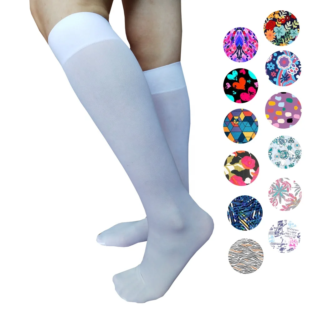 

Blank white sublimation nylon dress socks for printing