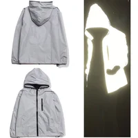 

china manufacturer hot sale custom private logo wind breaker new fashion high light reflective hip hop hoodie jacket