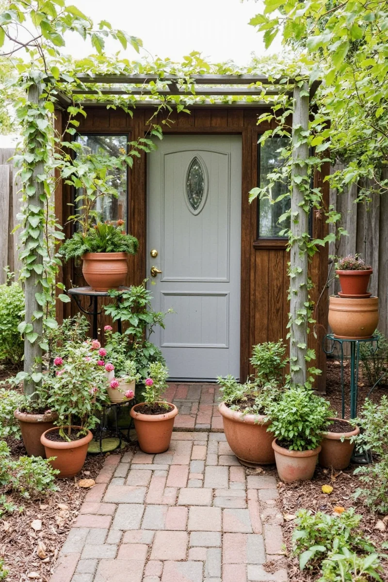 Pet-safe indoor plants arranged in a sunny potting shed window.