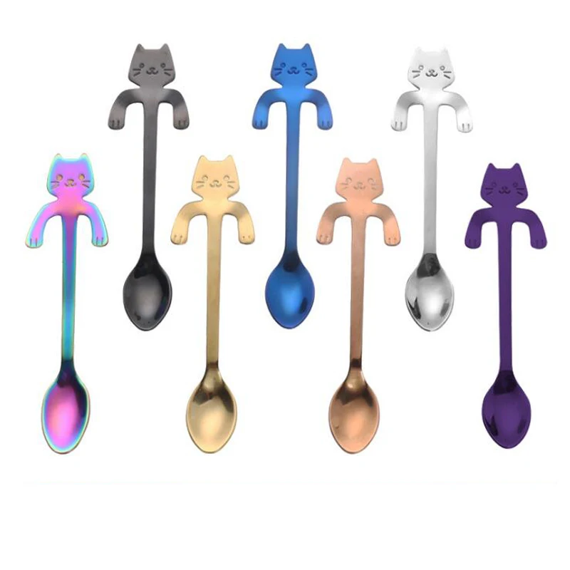 

Stainless Steel Hanging Cup Tea Spoon Cat Spoon Coffee Teaspoon for Stirring Drink Mixing