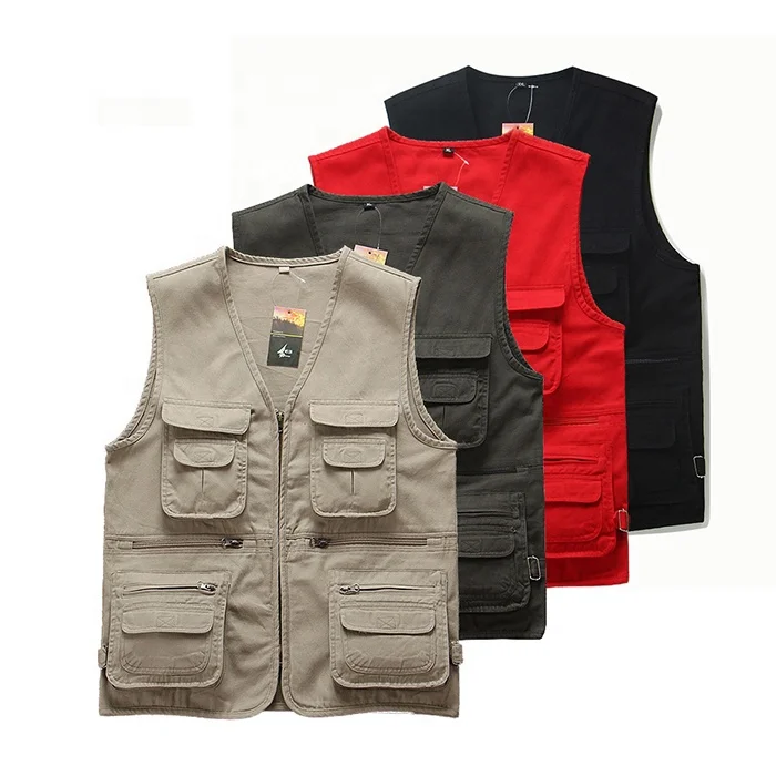 

2021 Top sale zipper vest with pocket, Khaki,black,red,army green