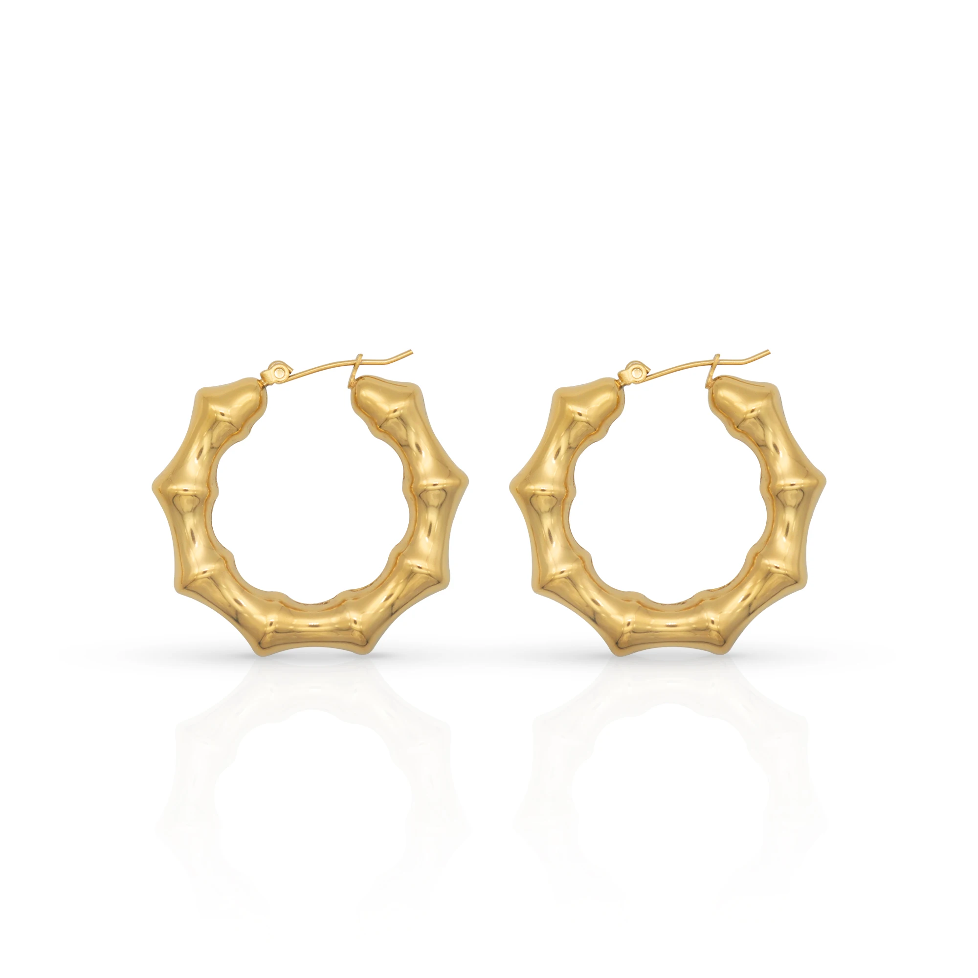 

Chris April fashion jewelry 316L stainless steel PVD gold plated Exaggerated geometry Hollow hoop earrings