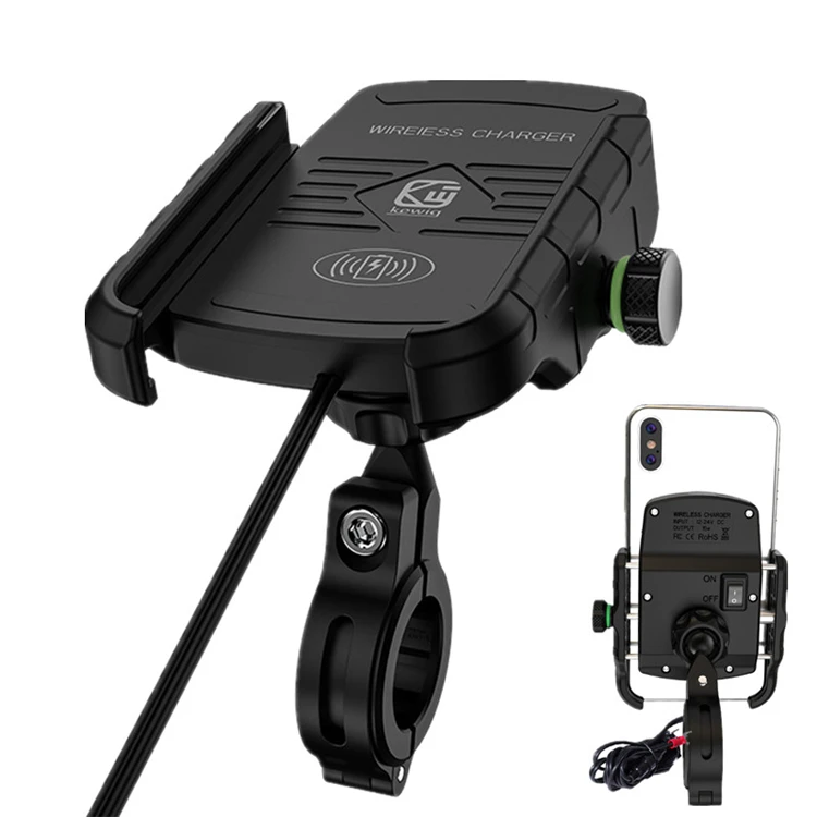 

2021 Hot Selling Products Waterproof 360 Rotation Motorcycle Mount Cellphone Holder With 15W Wireless Charger