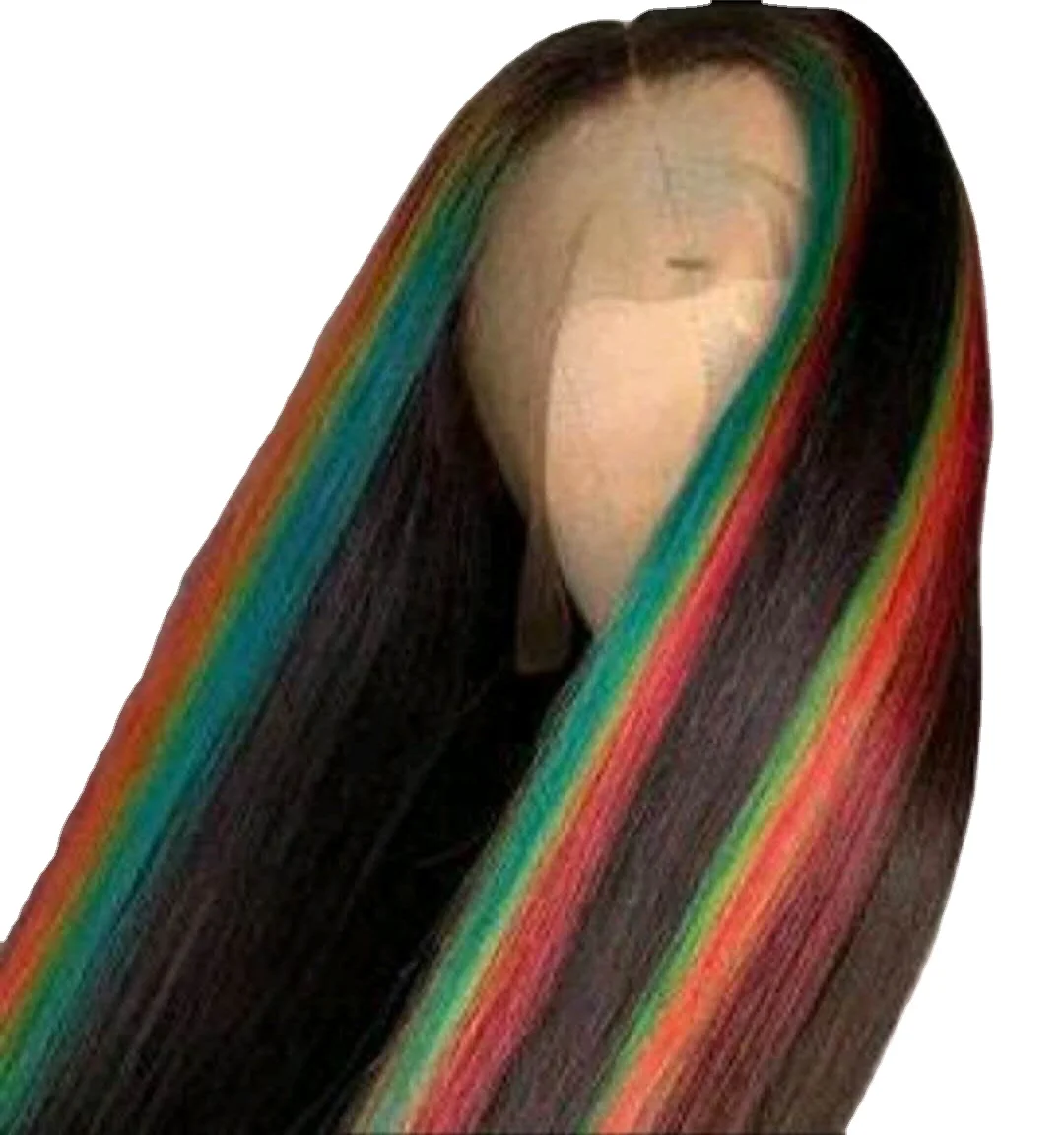 

Rainbow color wigs cuticle aligned virgin human hair lace front wig fashion highlight wig