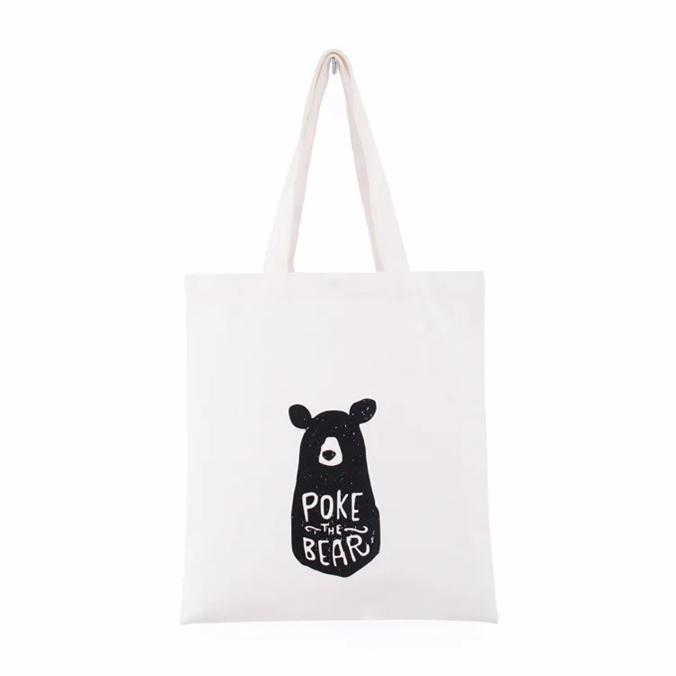 

Reusable Durable White Natural Canvas Printed Logo Fabric Cotton Shopping Tote Bag