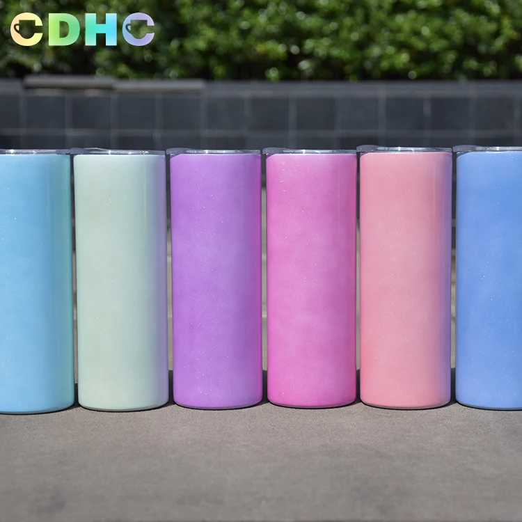 

US Warehouse Free Shipping 20oz UV Color Change Tumbler Straight Double wall Stainless Steel Sublimation Blanks UV Tumbler, Blue/green/red/purple/hot pink/orange