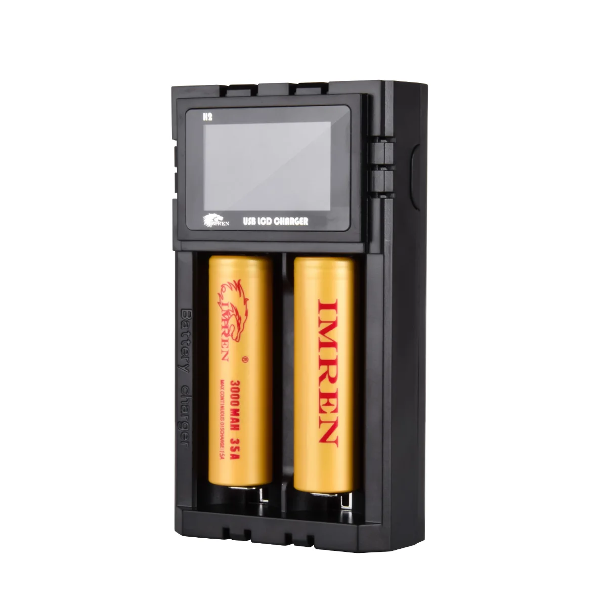 

IMREN H2 Fast battery charger batteries 2 slots for 18650 battery Charges, Black