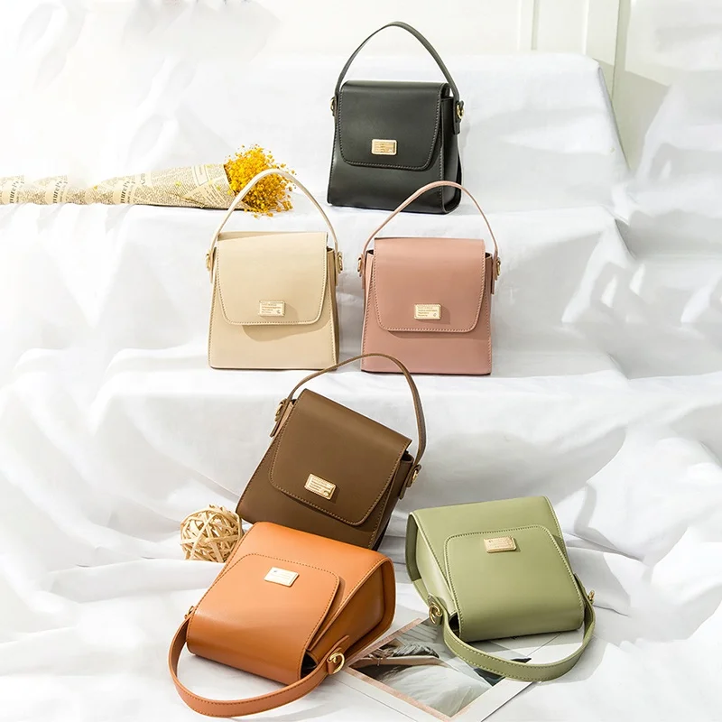 

Simple Design Small Flap Pu Leather Crossbody Custom Logo Service Bucket Shoulder Bag