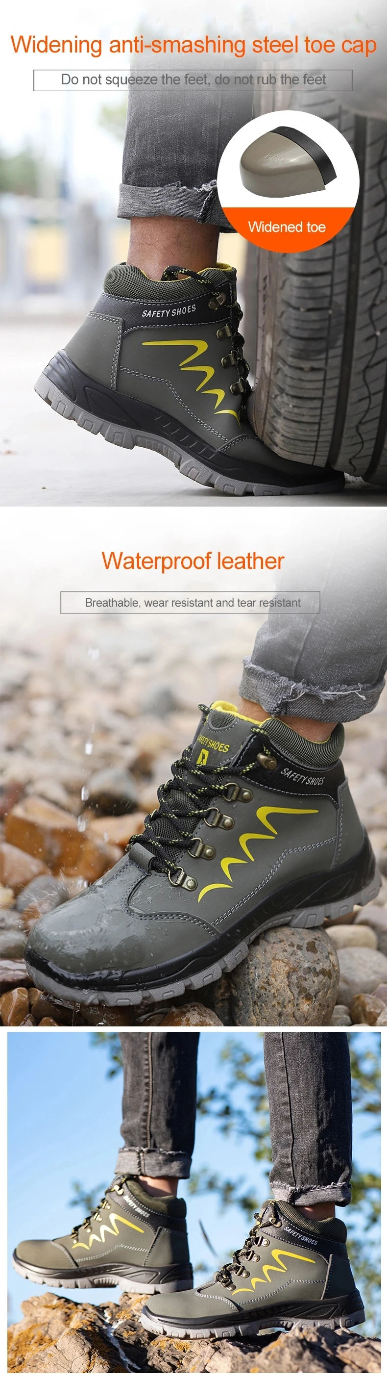 Waterproof Microfiber Anti-slip Anti-puncture Construction Work Shoes ...