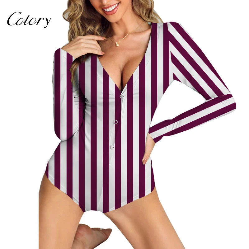 

Colory Candy Stripe Plus Size Shoulder Rrompers Warm Pajamas, Picture shows