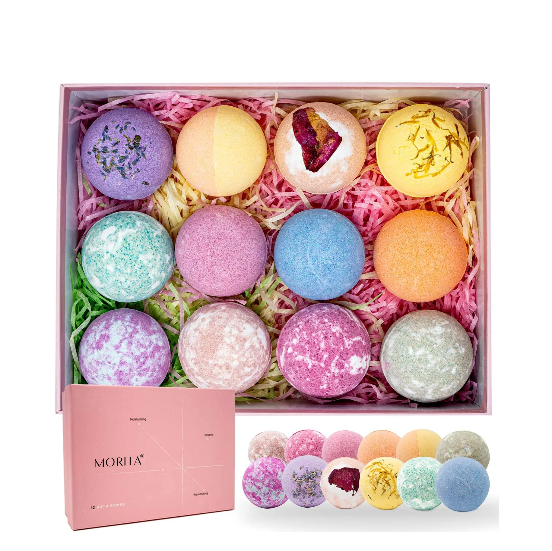 

Processing Customization Twelve Essential Oil Vegan Bath Bombs and Cloud Bath Bomb Set for Relax Your Body, Colorful