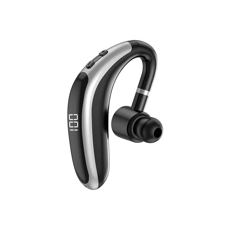 

V5.2 Hang In Ear 10 Hours Working Led Screen Battery Display Single Bt Wireless Business Headset, Black