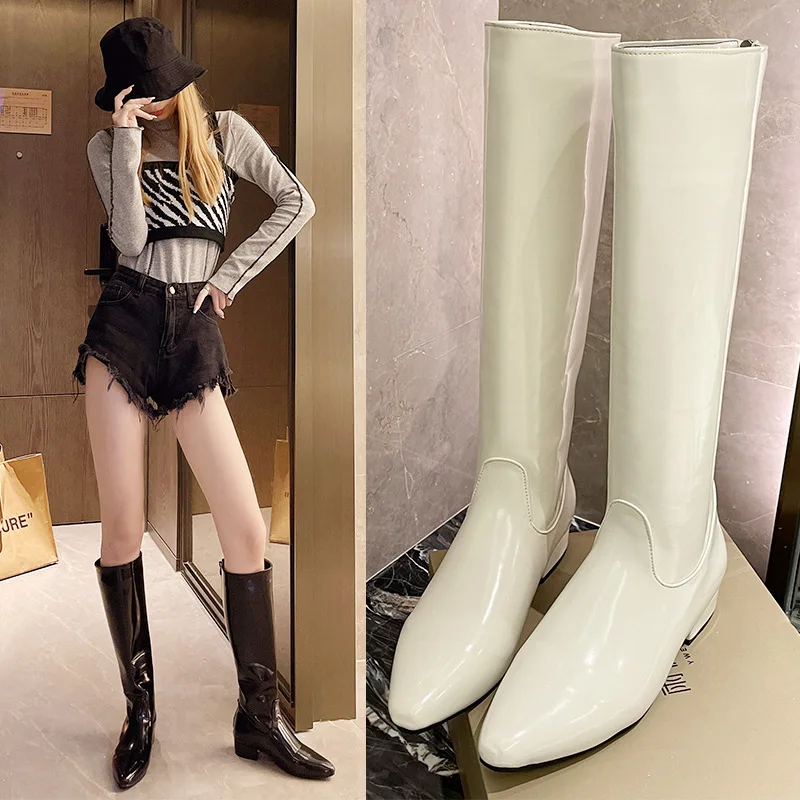 

Womens Winter Long Knee Flat Woman Ladies Heels Lace Martin High Bottom Fashion Trend Motorcycle Women Tall Boots, Multi colors