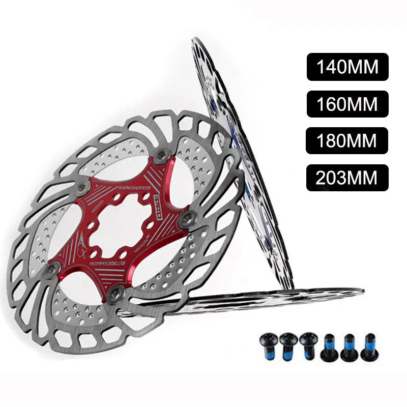 

MTB Floating Disc Brake Rotor 140/160/180/203mm Bike Disc Brake M5x10mm Titanium Ultralight Brake Rotor Screw, Black/red