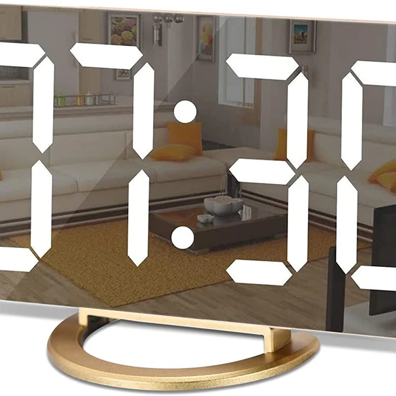 

Digital Alarm ClockLED and Mirror Desk Clock Large Display with Dual USB Charger Ports 3 Levels Brightness Modern Electronic