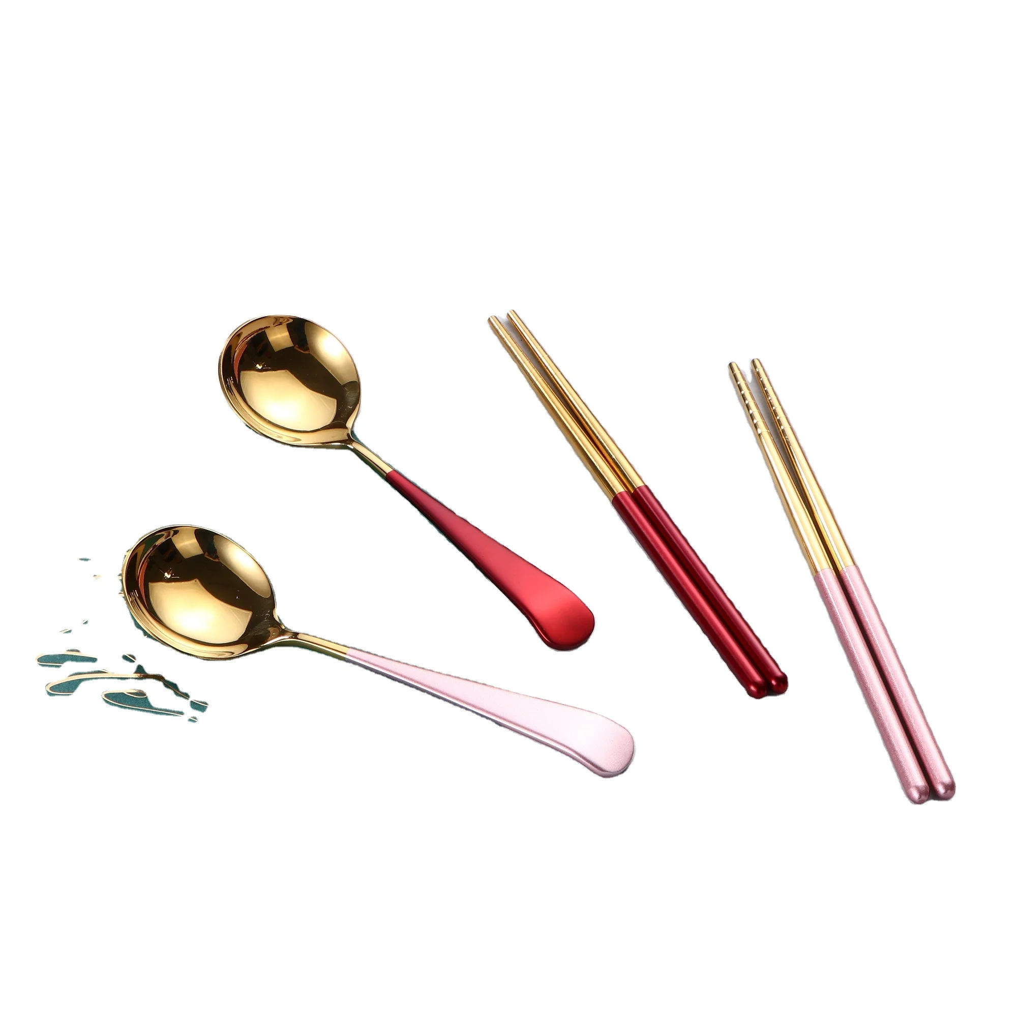 

Hot Sale 2-Piece Stainless Steel Cutlery Set,Mirror Polished,Suitable for Family Kitchen Restaurants and Hotels., Red/black/white gold