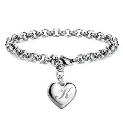 

MSYO New Ins Fashion Heart Bracelet Customizable Simplicity Stainless Steel Bracelets For Women Exquisite Silver Bracelet