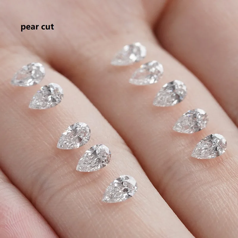 Starsgem 2x4mm 3x5mm Lab Grown Diamond Pear Shape Small Size Lab Created Diamond for Jewelry