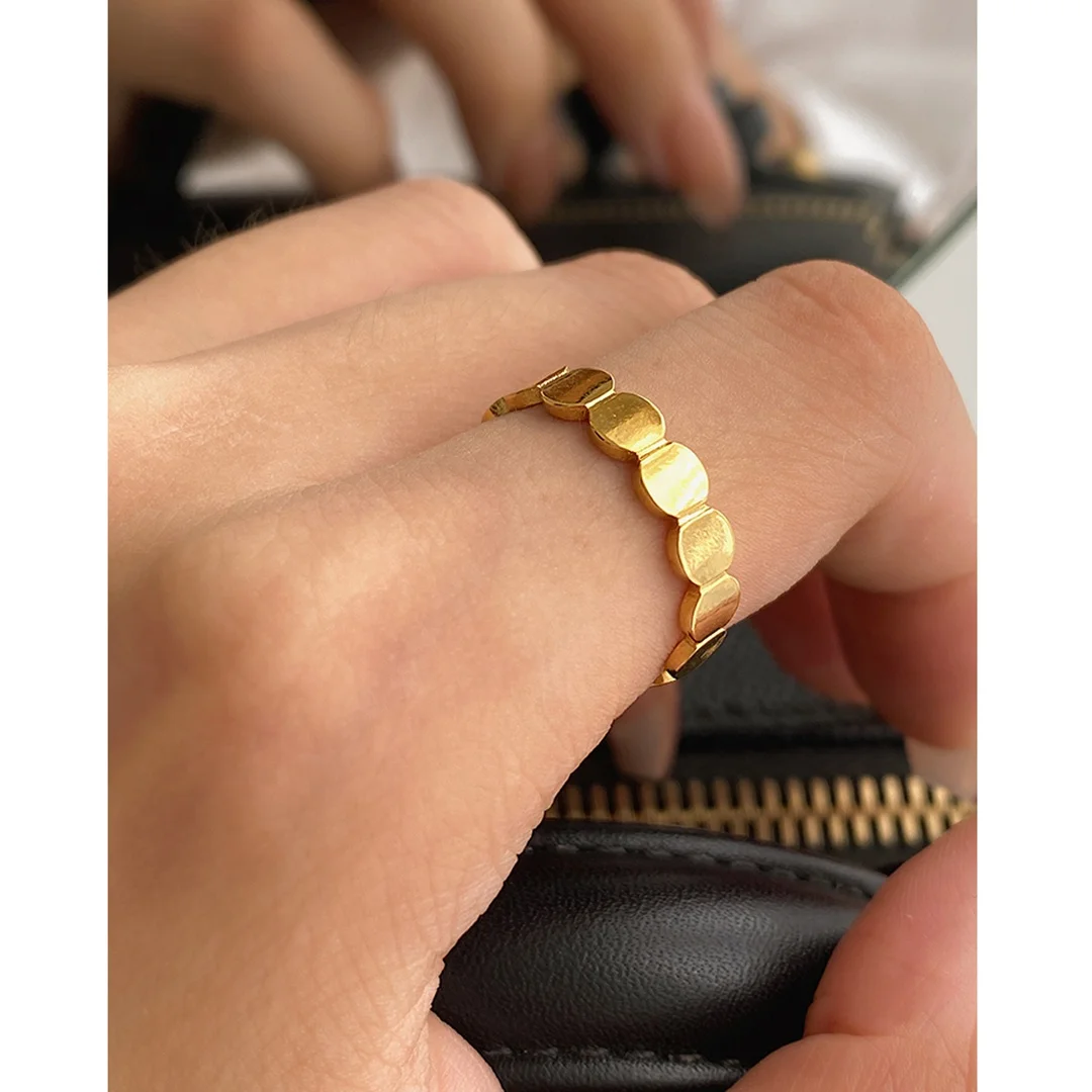 

14K Gold Plated Linked Circle Rings Beaded Round Geometric Open Women Rings  Minimalist Anillos Fashion Jewelry 2021, Gold/silver