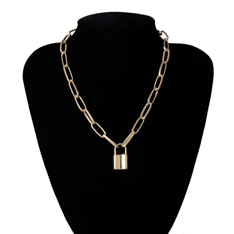 

Gold Silver Plated Lock Pendant Stainless Steel Choker Necklace