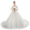 2019 European Fashion spaghetti fly sleeves Vestido De Novia ivory corset long train wedding dress ball gown
