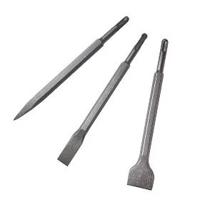 3-Piece Set of Round Handle Two-Pit Two-Groove Chisel Pointed Flat U-Shaped Widened Chisel Impact Drill Bit Set