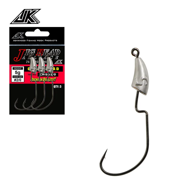 

JK CH Worm Fishhooks 3.5g 5g 7g Metal Jig Fishing Hooks Jigging Head Barbed Hooks Trout Fishing Tackle