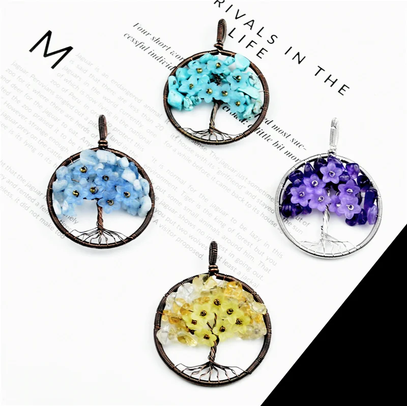 

Natural Various materials Crystal Healing Stone Pendant Tree Of Life Pendant, Mixed
