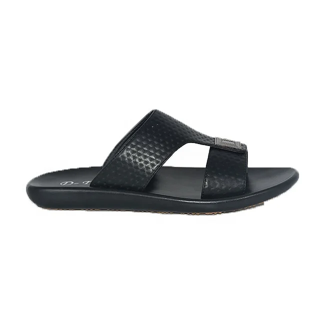 

Low Moq Factory Price Big Size Custom New Pu Casual Wholesale Men Summer Slipper, Black