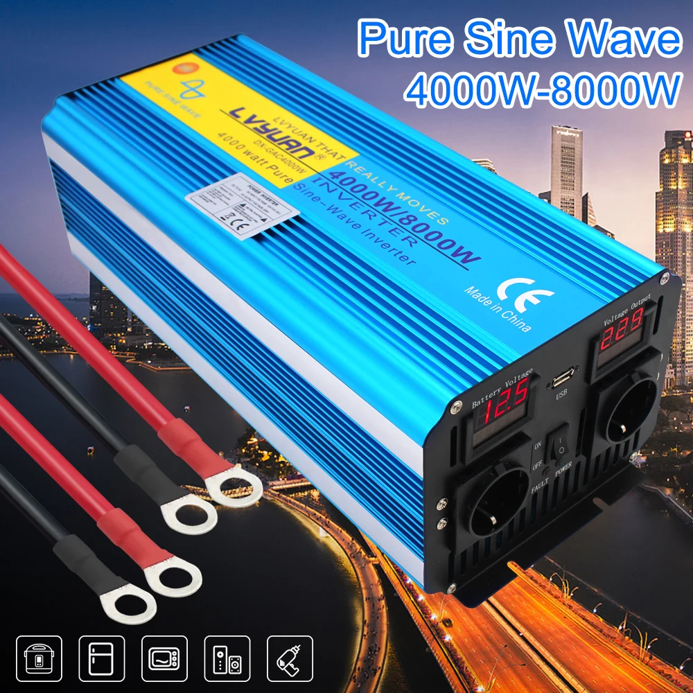 Factory Sale Dc 12v/24v To Ac 220v/230v/240v Dual Led Display 8000w ...