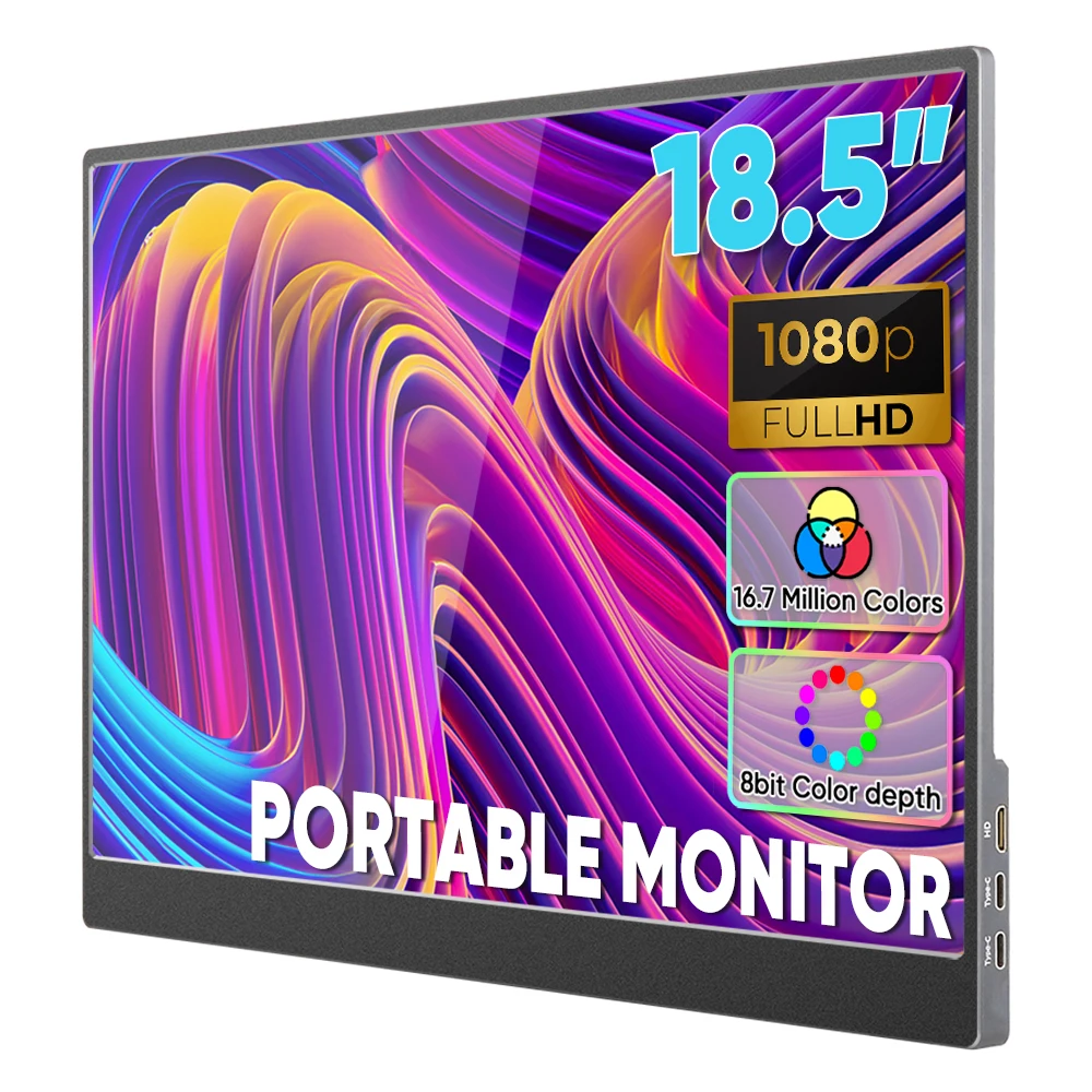 

18.5 inch Portable Monitor 1080P Laptop Monitors FHD HDR Plug Play USB-C HD Gaming IPS Travel External Screen for Laptop