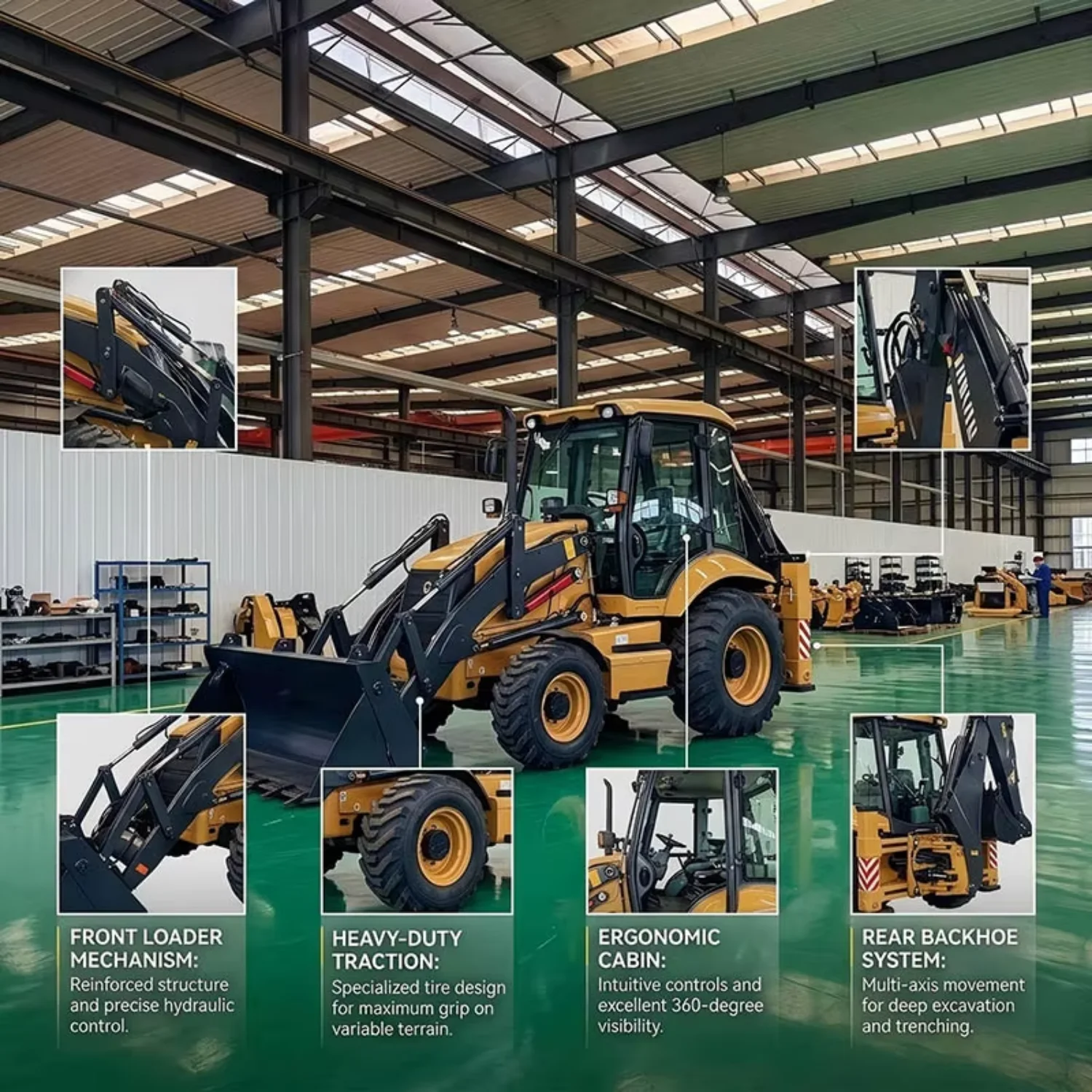 Euro 5 EPA Construction Machine Backhoe Loader China Large Backhoe Loaders 75KW Cummins Powered Backhoe Loader