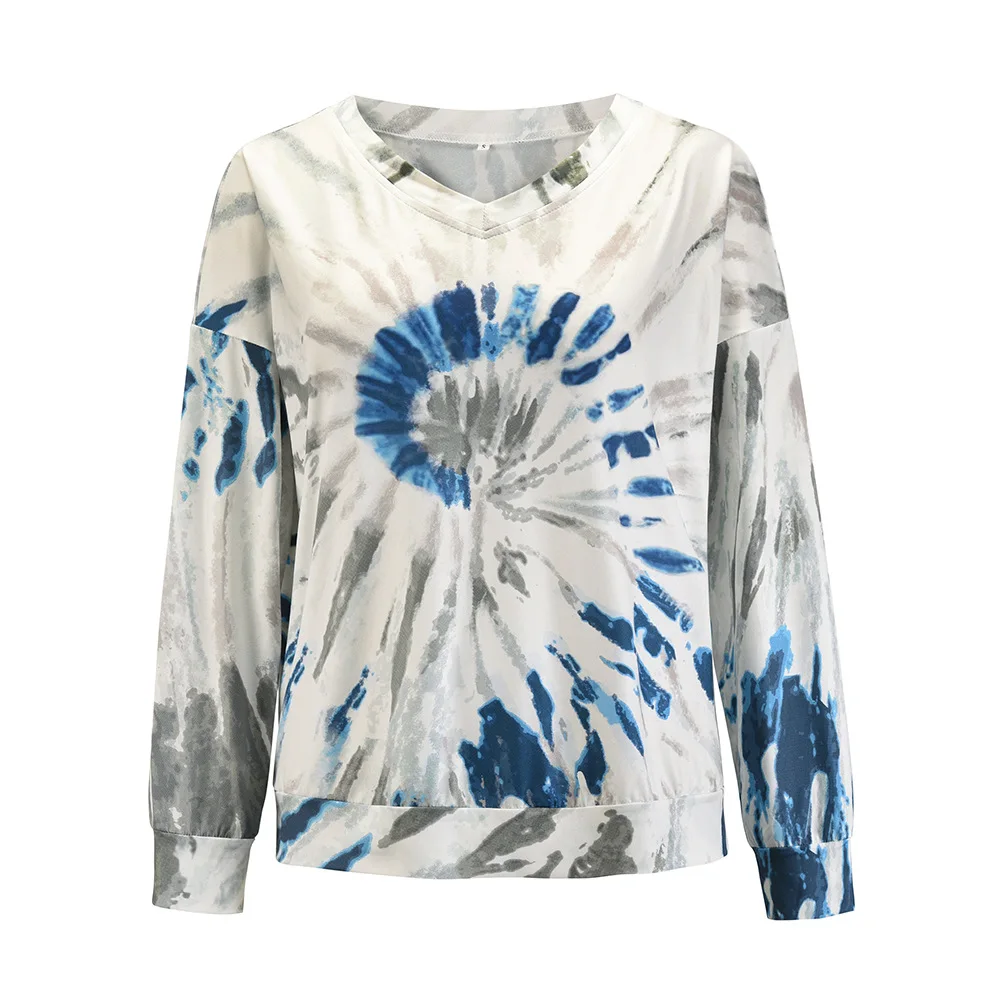 

2020 foreign trade autumn and winter new cross-border Amazon exclusively for women's tie-dye long-sleeved sweater top