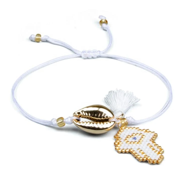 

MI-B180453E Moyamiya Miyuki fashion jewelry handmade hamsa hand shell charms beaded bracelet, As picture or customized