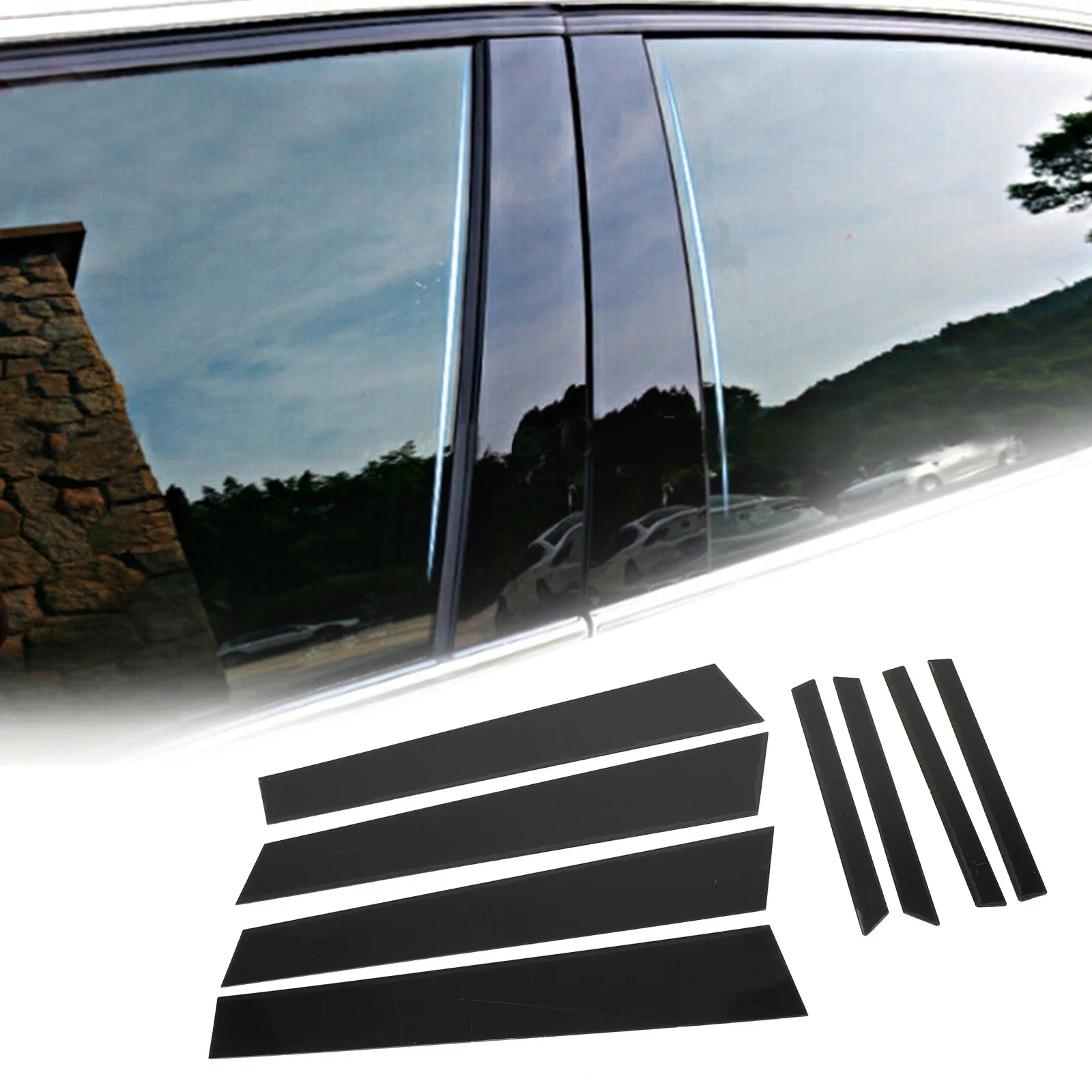 

Areyourshop Black Pillar Posts 8pcs Set Cover Door Trim Window For Honda Civic 2012 2013 2014 2015 (4dr), Pc plastic