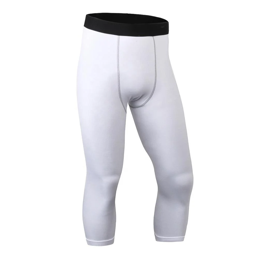 

3/4 Low MOQ OEM gym fitness running leggings Compression skin men yoga pants