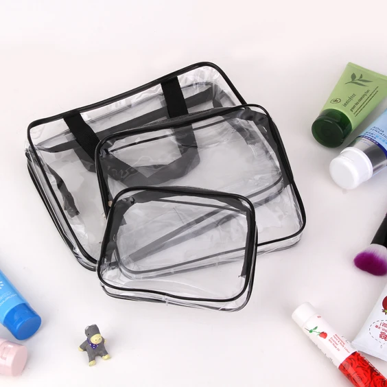 

Environmental Protection PVC Transparent Cosmetic Bag Women Travel Make up Toiletry Bags Makeup Organizer Case, As the picture